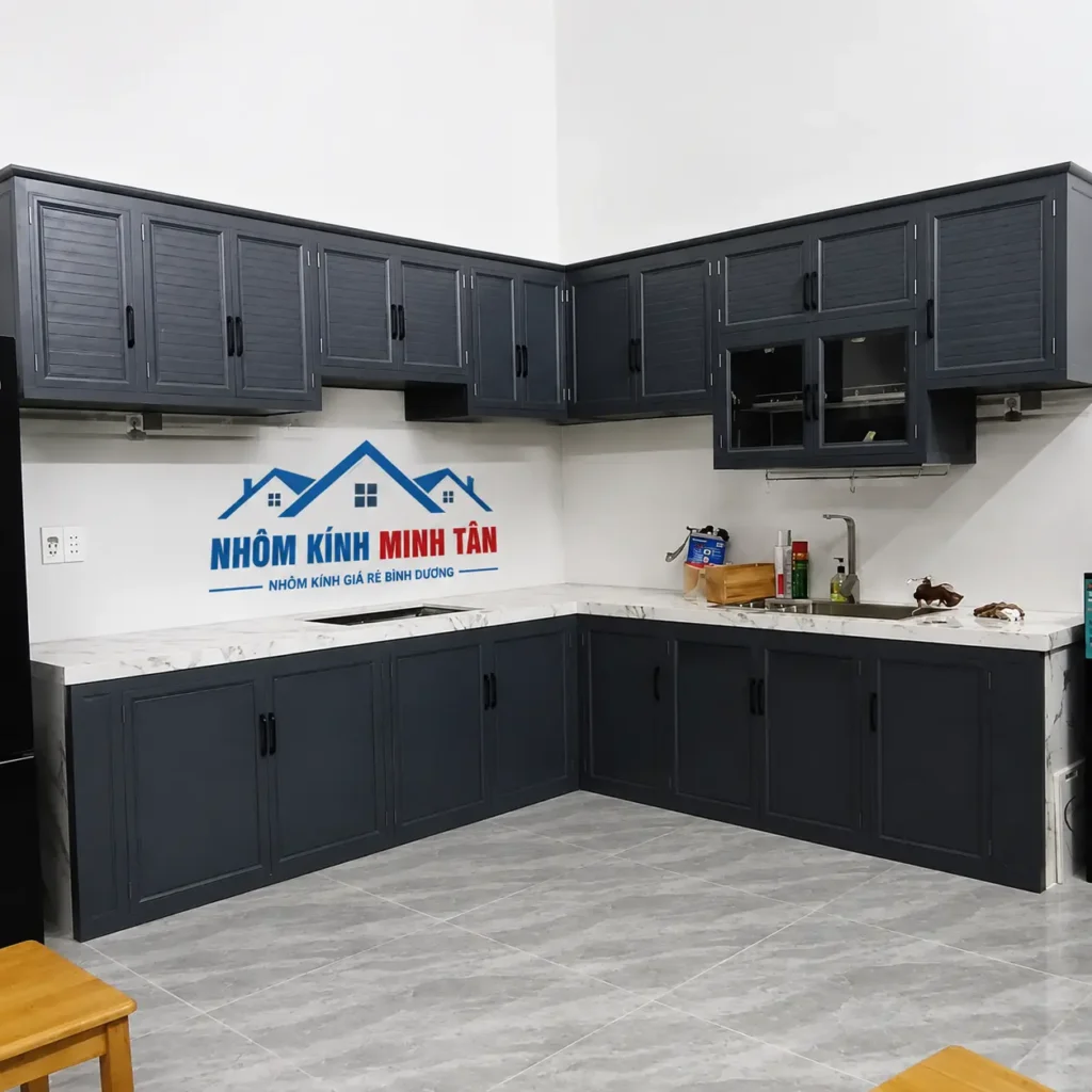 TỦ BẾP NHÔM KÍNH e1